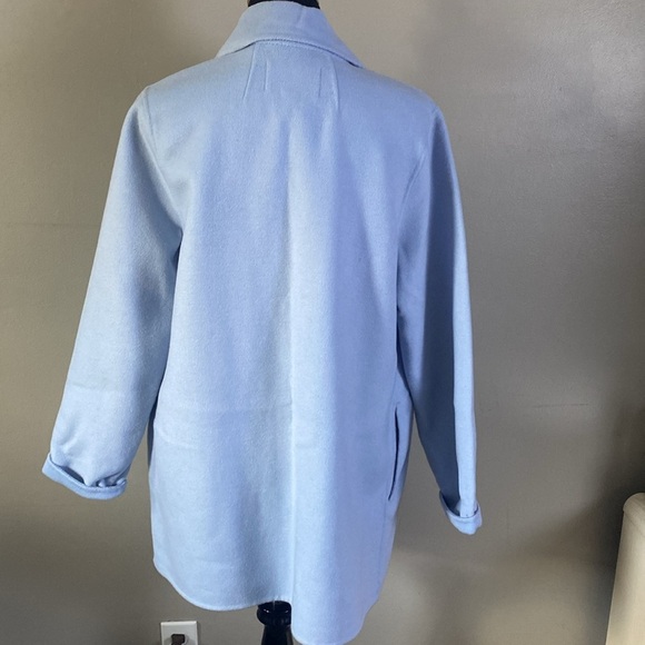 Rachel Zoe Light Blue Wool Blend Open Front Jacket Coat Lightweight Sz L NWT - Picture 5 of 9